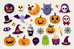 Hình minh họa khung cảnh lễ hội halloween file EPS và AI mẫu MB96