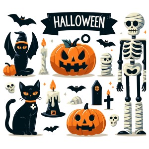 Hình minh họa nhân vật trong lễ hội halloween file EPS và AI mẫu MB109