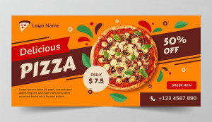 Banner quảng cáo bánh pizza file EPS và AI mẫu P154