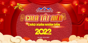 Backdrop gala tất niên chào xuân mẫu 22 - File Corel