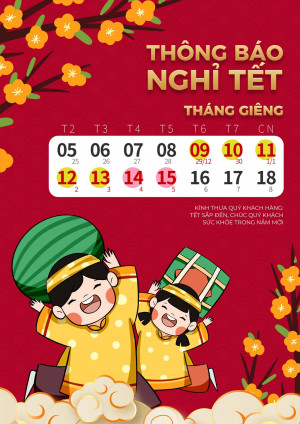 Poster thông báo nghỉ Tết nguyên đán mẫu 02 PSD