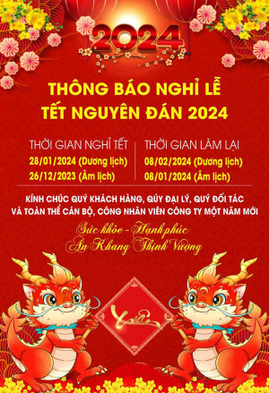 Mẫu thông báo ngày nghỉ tết 2024 - File corel