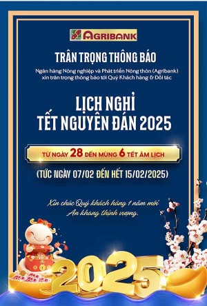 Thông báo lịch nghỉ tết nguyên đán năm 2025 file PSD mẫu số 604