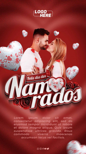 Poster valentine đôi tình nhân trẻ file PSD