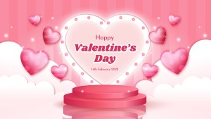 Banner bục trái tim hồng ngày valentine file vector mẫu số 744