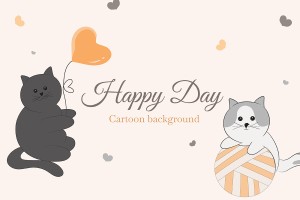 Hình ảnh hai chú mèo cute file vector mẫu CM273