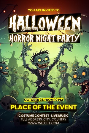 Poster lễ hội halloween kinh dị file PSD mẫu MB175