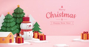 Banner hình ảnh người tuyết cùng cây thông noel file vector mẫu số 782