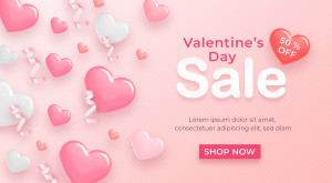 Banner valentine giảm giá 50% file PSD