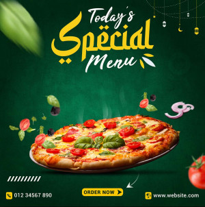 Poster quảng cáo Pizza phô mai và cà chua K150 file EPS