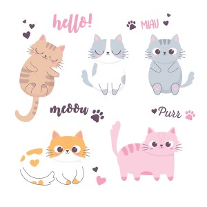 Bộ sưu tập những chú mèo cute file vector mẫu CM268