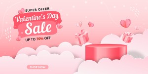 Banner bục 3D ngày valentine file vector mẫu BV213