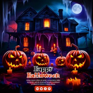 Poster lễ hội halloween kinh dị file PSD mẫu MB270