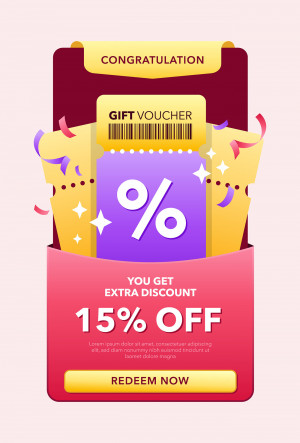 Mẫu Voucher giảm giá 15% D59 file EPS