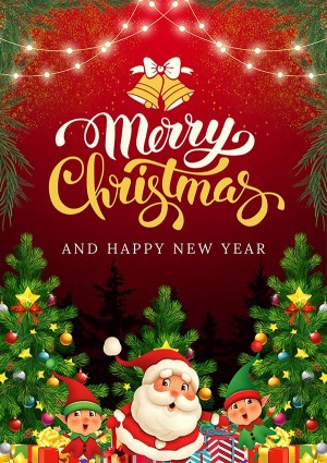 Poster ông già noel dưới cây thông file vector mẫu số 981