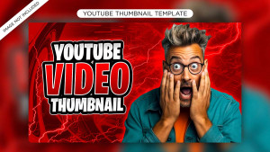 Ảnh thumb kênh youtube nền đỏ mẫu 53 file PSD