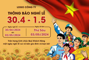 Thông báo nghỉ lễ dịp 30.4 - 01.5 mẫu 06 file PSD