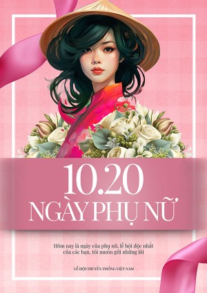 Poster chúc mừng ngày phụ nữ Việt Nam file PSD mẫu CG259