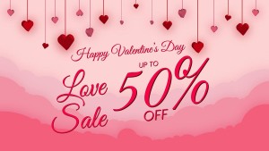 Banner giảm giá ngày valentine nền hồng file vector mẫu số 177