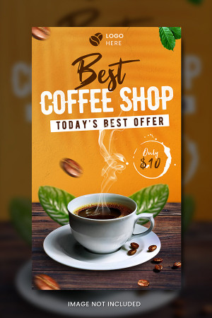 Poster quảng cáo cốc cafe file PSD mẫu CF65