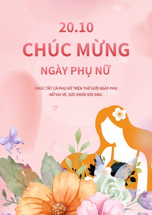 Poster chúc mừng ngày phụ nữ Việt Nam file PSD mẫu CG280