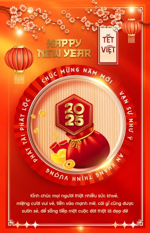 Poster chúc mừng tết nguyên đán file PSD mẫu 25R1105