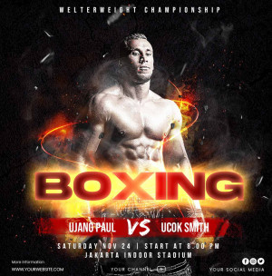 Poster võ sĩ quyền anh thi đấu boxing A19 file PSD