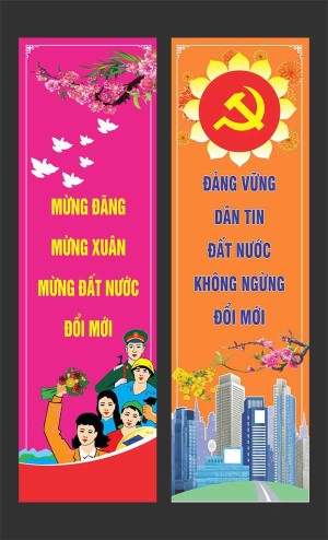 Phướn mừng Đảng mừng xuân 2024 file CDR mẫu D55