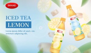 Banner quảng cáo trà chanh đóng chai mát lạnh file vector mẫu số 742