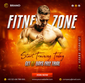 Poster quảng cáo phòng tập gym F39 file PSD