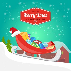 Banner xe chở quà của ông già noel file vector mẫu BN249