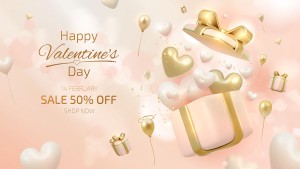 Banner sale hộp quà ngày lễ valentine file vector mẫu BV382