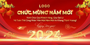 Banner chúc mừng năm mới 2024 file PSD