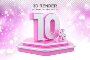 Hình ảnh bục 3D giảm giá 10% màu hồng file PNG mẫu GP229