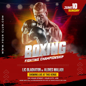 Banner võ sĩ quyền anh thi đấu boxing A12 file PSD