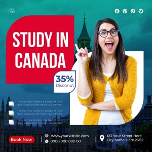 Banner tuyển sinh đại học canada file vector mẫu DH302