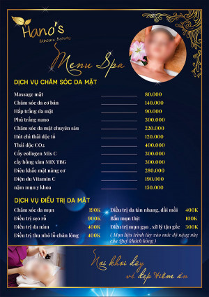 Mẫu menu Spa làm đẹp M25 file Corel