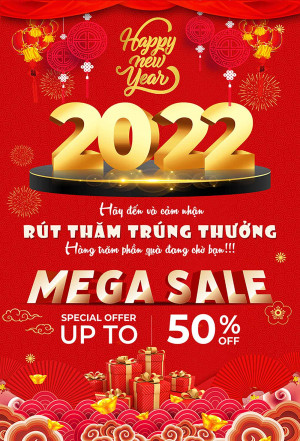 Poster rút thăm trúng thưởng dịp Tết mẫu T53 PSD