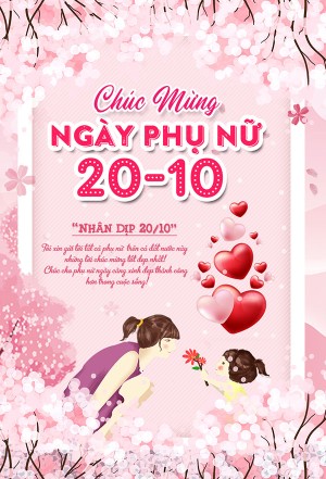 Thiệp chúc mừng ngày phụ nữ việt nam file PSD mẫu PN218