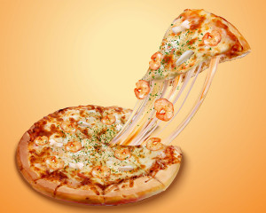 Ảnh minh họa pizza hải sản với phô mai kéo sợi P84 file EPS