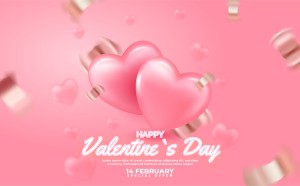 Banner ngày valentine nền hồng lãng mạn file vector mẫu BV417