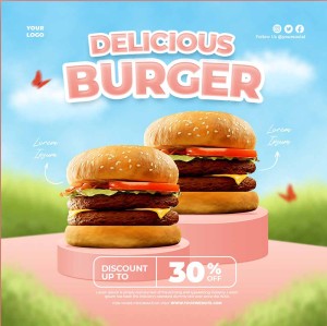 Banner quảng cáo ưu đãi burger file PSD mẫu số 337