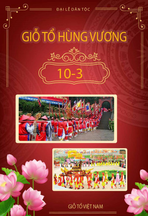 Poster mừng đại lễ giỗ tổ Hùng Vương 10-3 mẫu 14 file AI