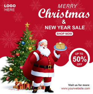 Banner sale 50% sản phẩm bánh ngọt mùa noel file PSD