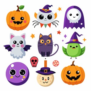 Hình minh họa nhân vật trong lễ hội halloween file EPS và AI mẫu MB105