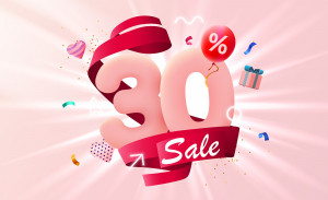 Banner valentine giảm giá 30% file EPS