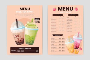 Menu cửa hàng trà sữa file vector mẫu số 653