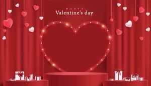 Background bục trưng bày trái tim đỏ valentine file vector mẫu số 776