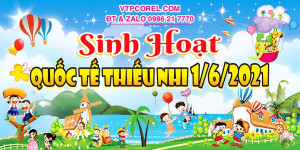 Banner vui chơi ngày quốc tế thiếu nhi file CDR mẫu TN46