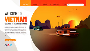 Banner quảng bá du lịch biển việt nam file PSD mẫu D5